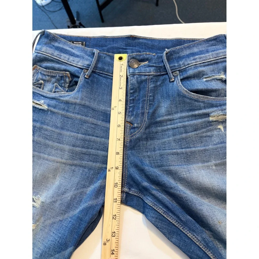 True Religion Geno Relaxed Slim Distressed Blue Denim Jeans Mens 30